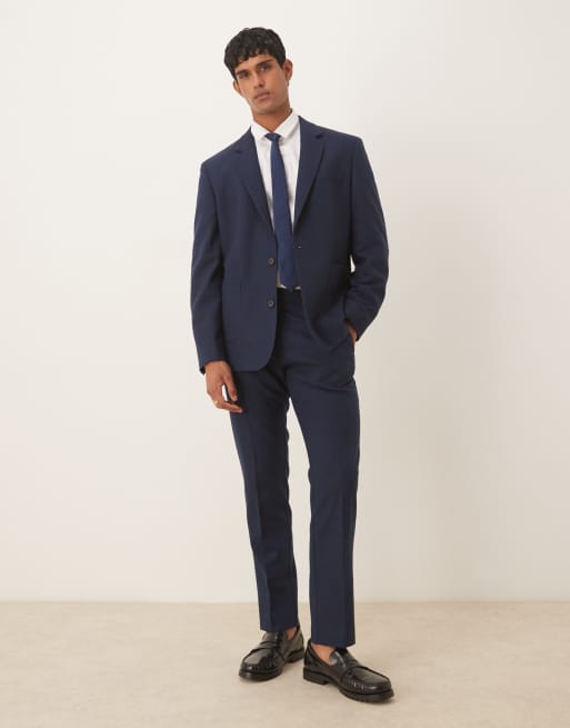 ASOS DESIGN - Smalle pantalon met wol in donkerblauw, 2 van 5