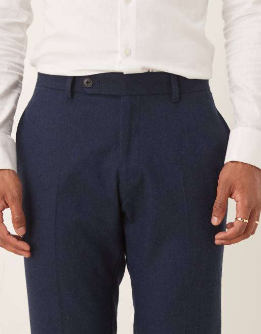 ASOS DESIGN - Smalle pantalon met wol in donkerblauw, 4 van 5