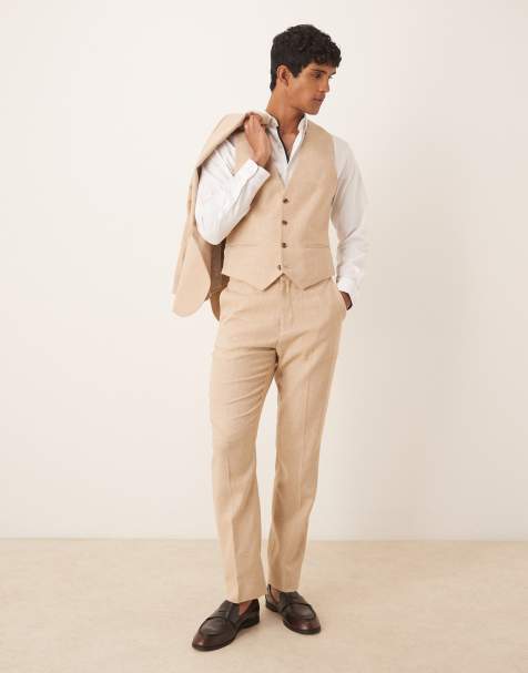 ASOS DESIGN - Smalle pantalon van wolmix in lichtbruin - view 1