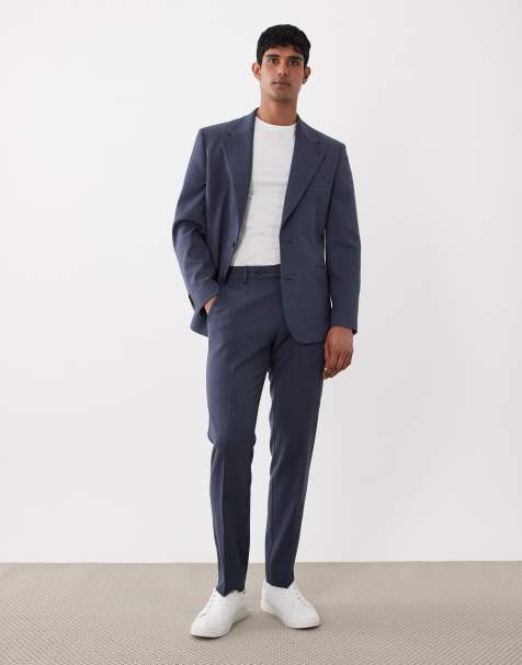 ASOS DESIGN - Smalle pantalon van wolmix in marineblauw tweed - view 1