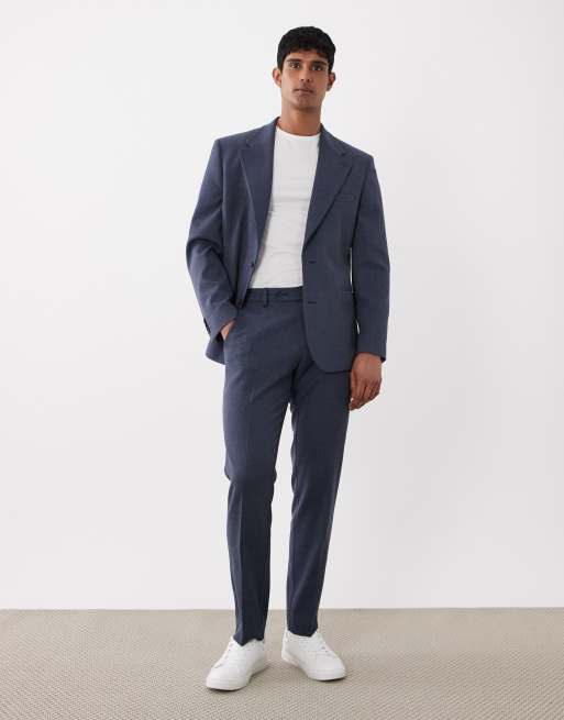 ASOS DESIGN - Smal pak van wolmix tweed in marineblauw, 2 van 3