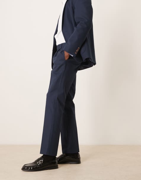 ASOS DESIGN - Smalle pantalon van zacht katoen in marineblauw - view 1