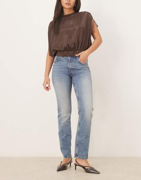 ASOS DESIGN - Smalle rechte jeans met hoge taille en vintage wassing - view 1