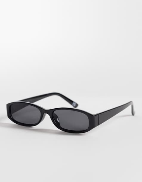 ASOS DESIGN - Smalle rechthoekige zonnebril met zwart montuur en rookglazen - view 1