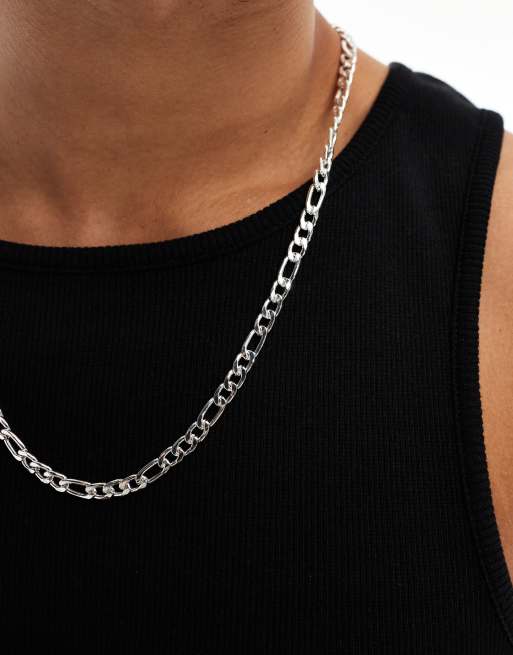 ASOS DESIGN - Smalle schakelketting met figaro-schakels in zilverkleur , 3 van 4