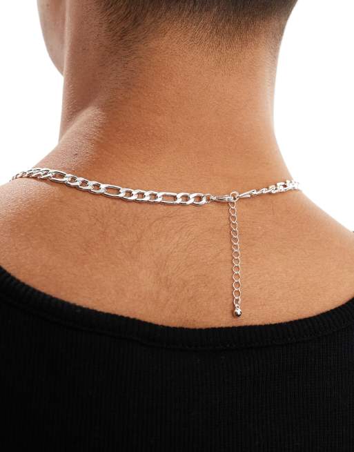 ASOS DESIGN - Smalle schakelketting met figaro-schakels in zilverkleur , 4 van 4