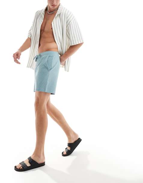 ASOS DESIGN - Smalle short met wafelstructuur in blauw - view 1