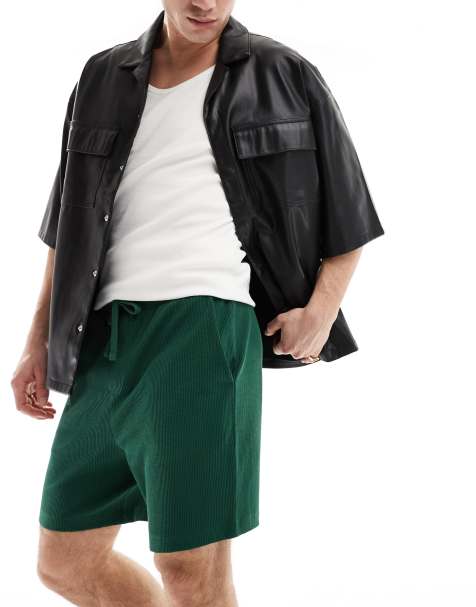 ASOS DESIGN - Smalle short met wafelstructuur in donkergroen - view 1