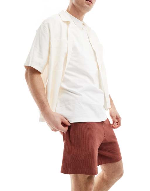 ASOS DESIGN - Smalle short met wafelstructuur in oranje