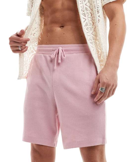 ASOS DESIGN - Smalle short met wafelstructuur in roze