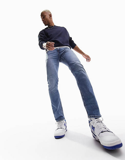 Heren Kleding voor voor Jeans voor Slim jeans ASOS Denim Smalle Stretchjeans in het Blauw voor heren 