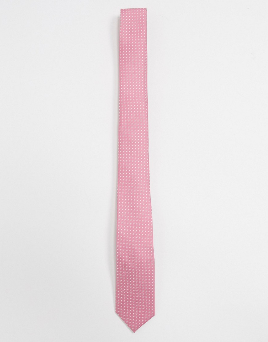 ASOS DESIGN - Smalle stropdas in roze met stippen