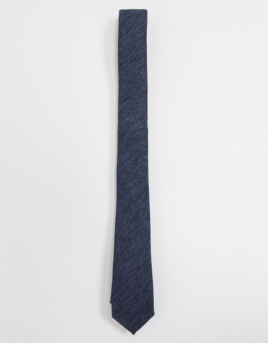 ASOS DESIGN - Smalle stropdas met textuur in blauw