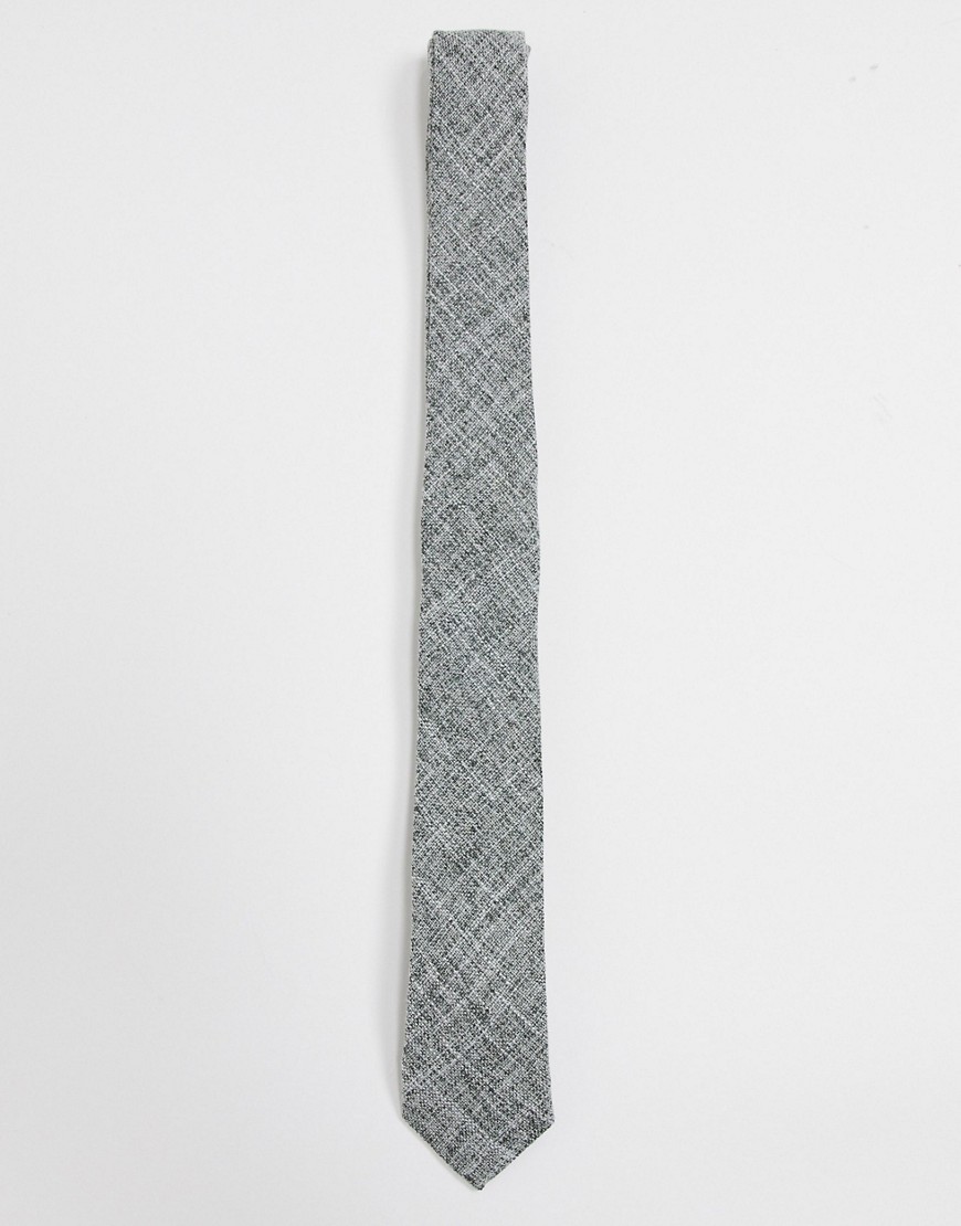 ASOS DESIGN - Smalle stropdas met textuur in grijs