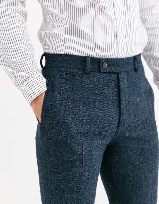ASOS DESIGN - Smalle tweed pantalon van 100% wol met visgraatmotief | ASOS