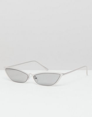 ASOS DESIGN - Smalle zonnebril van zilveren metaal