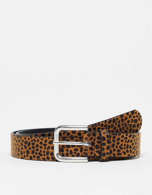 ASOS DESIGN - Smalt bælte med leopardprint i imiteret læder 