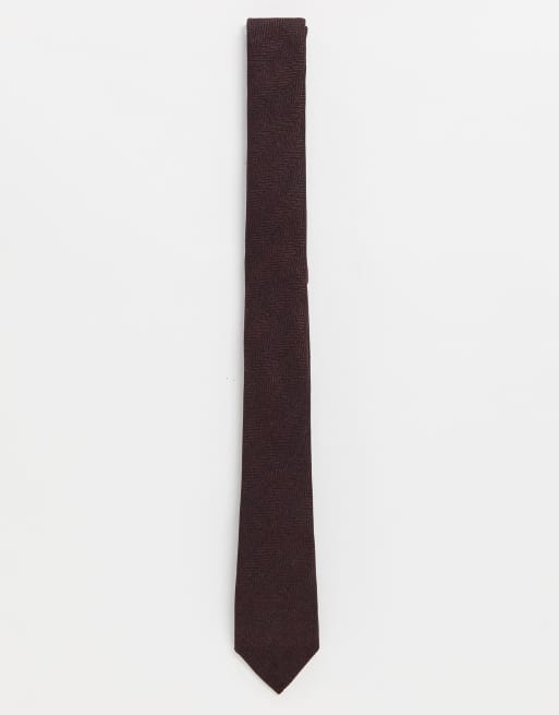 ASOS DESIGN - Smalt Herringbone slips i bordeaux