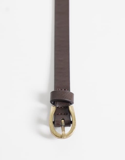 ASOS DESIGN smalt midje- och höftskärp med halvmåne i chokladbrun, 3 av 4