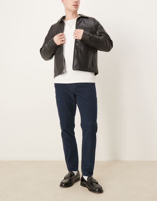ASOS DESIGN - Smaltoelopende broek van corduroy in marineblauw