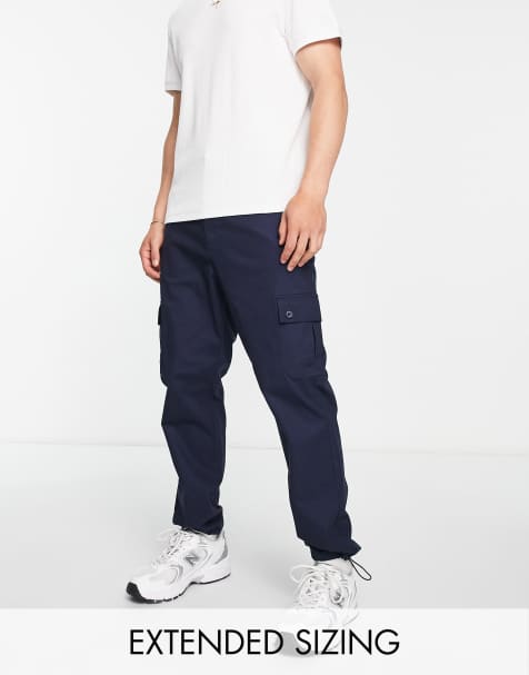 ASOS DESIGN - Smaltoelopende cargobroek met koordjes in marineblauw - view 1