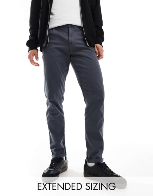 ASOS DESIGN - Smaltoelopende chino in marineblauw met wassing