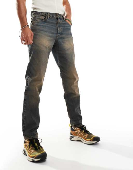 ASOS DESIGN - Smaltoelopende jeans in getint blauw met wassing