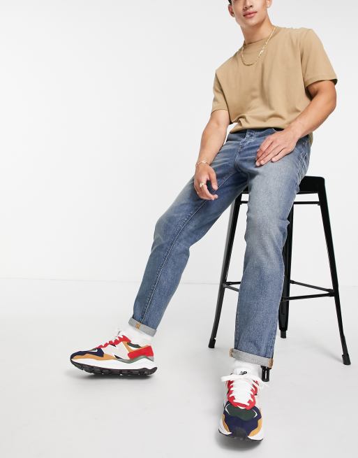 ASOS DESIGN - Smaltoelopende jeans met stretch in getinte donkere wassing