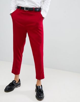 ASOS DESIGN - Smaltoelopende nette broek in rood