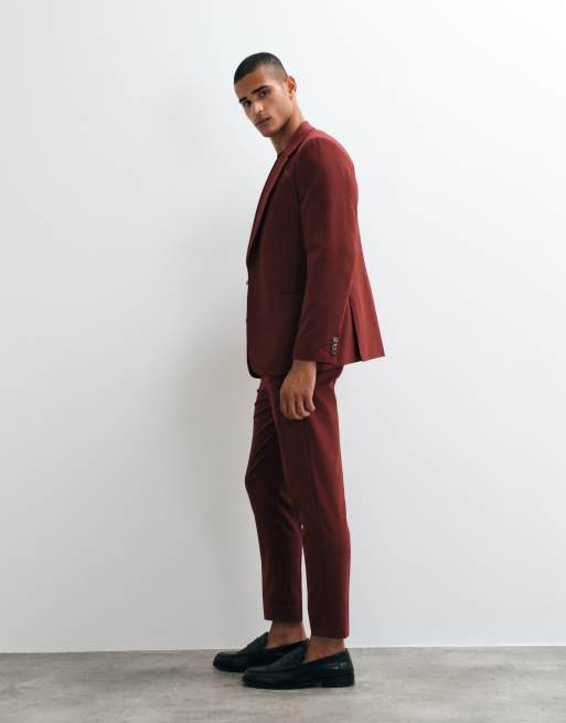 ASOS DESIGN - Smaltoelopende pantalon ​​​​​​​in bordeauxrood, 3 van 5