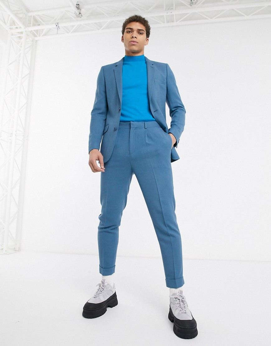 ASOS DESIGN - Smaltoelopende pantalon in zacht blauwgroen