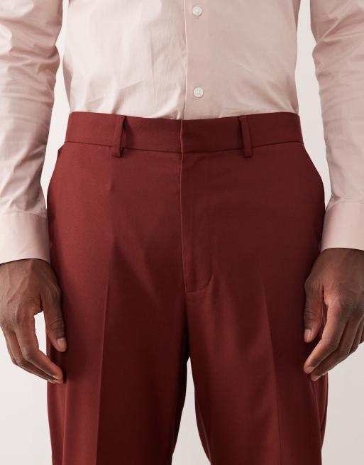 ASOS DESIGN - Smaltoelopende pantalon ​​​​​​​in bordeauxrood, 4 van 5