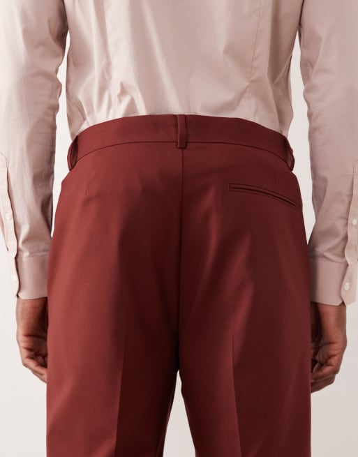 ASOS DESIGN - Smaltoelopende pantalon ​​​​​​​in bordeauxrood, 5 van 5