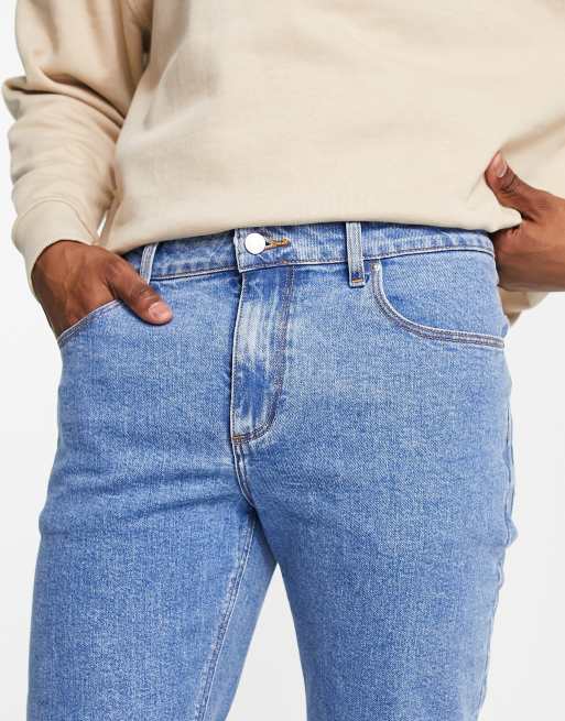 ASOS DESIGN - Smaltoelopende stretch jeans in blauwe midwash, 3 van 4