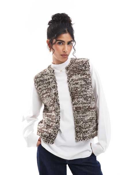 ASOS DESIGN - Smanicato in maglia color cioccolato mélange - view 1