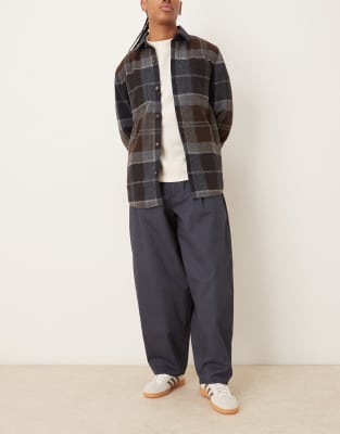 Asos Design Smart 100% Cotton Heavyweight Wide Barrel Pants In Black