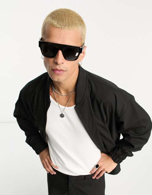 ASOS DESIGN smart 80s bomber jacket in black - part of a set