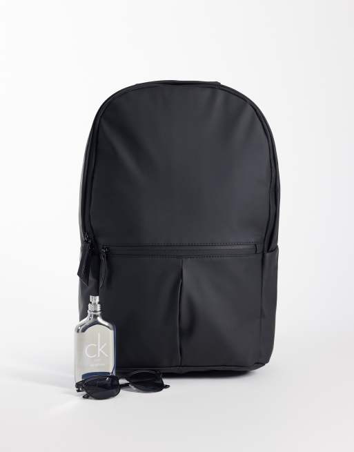 asos smart leather backpack black ASOS DESIGN smart backpack in black