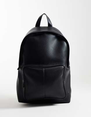 asos smart leather backpack black ASOS DESIGN smart backpack in black
