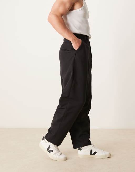 ASOS DESIGN smart baggy balloon fit pants in black