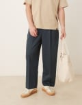 [ASOS DESIGN] ASOS DESIGN smart balloon fit pants with front pleat in dark blue W28 L30 Dark blue