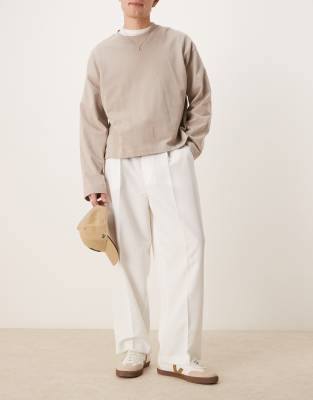 ASOS DESIGN smart balloon fit pants with front pleat in white