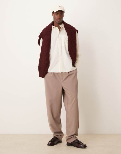 ASOS DESIGN smart balloon fit trousers in brown - view 1