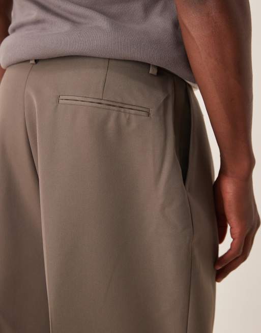 ASOS DESIGN smart balloon fit trousers with front pleats in mink