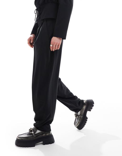 ASOS DESIGN smart balloon lace up pants in black (part of a set), 2 of 5