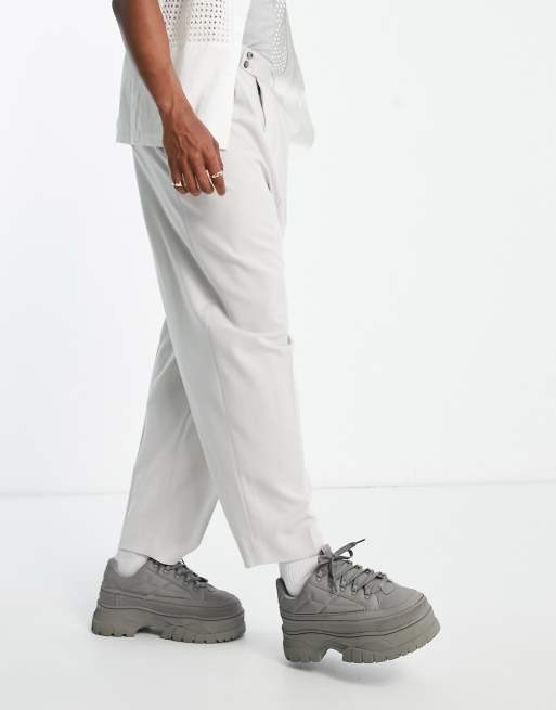 ASOS DESIGN balloon dressy pants in mid gray