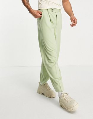 ASOS DESIGN smart balloon trousers in light green