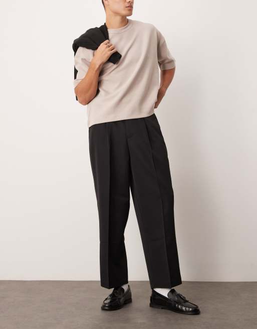 ASOS DESIGN smart balloon pants with front pleat in black