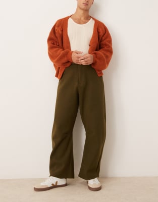 Asos Design Smart Barrel Leg Fit Pants In Green