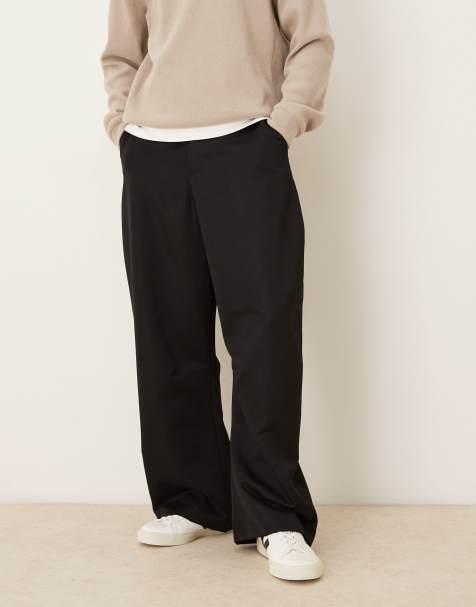 ASOS DESIGN smart barrel leg pants in black - view 1
